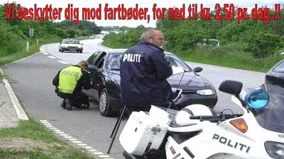 Strafzettel: So bewirbt der dänische Automobilclub Fartklubben auf der Hompage seine Versicherung gegen Strafzettel.