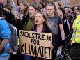 Greta Thunberg bei einem Klimastreik von Fridays for Future in Stockholm