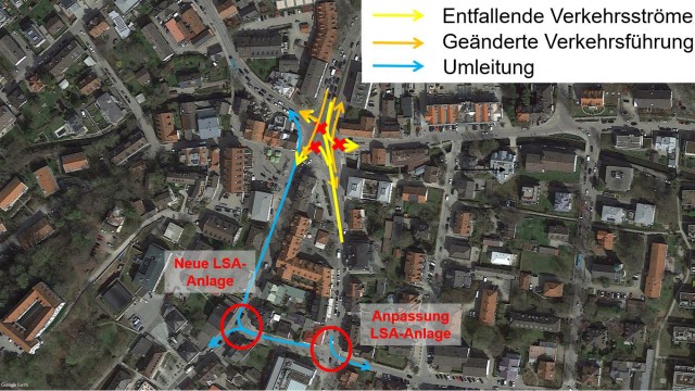 Verkehr im Landkreis Starnberg: Probelauf mit geänderter Verkehrsführung: Zwischen Ostern und Pfingsten soll eine Simulation getestet werden, die den Baustellenverkehr für den Tunnelbau mit einbezieht.