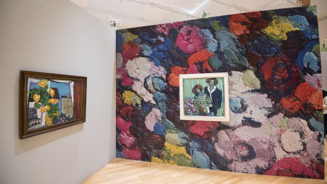 Ausstellung: Eines der wenigen von Frauen gemalten Bilder in der Ausstellung: "Gratulanten" von Eva Böddinghaus das 1990 entstanden ist.
