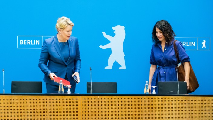 Pannenwahl: Berlins Regierende Bürgermeisterin Franziska Giffey (SPD) und Umweltsenatorin Bettina Jarasch (Grüne) treten bei einer Neuwahl wieder an.