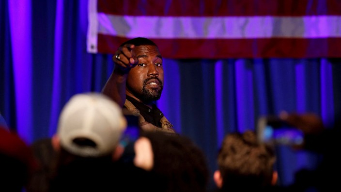 Moral und Geschäft: Der Rapper Kanye West wirbt in einer Rede im Juli 2020 für US-Präsident Donald Trump.