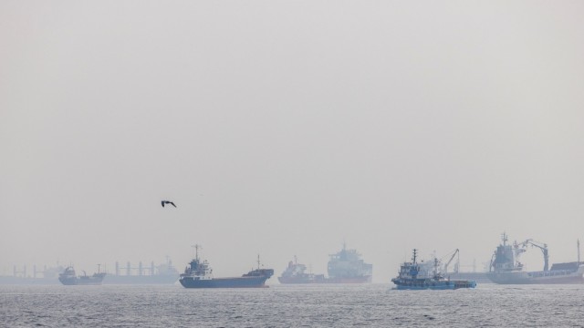 Krieg in der Ukraine: Schiffe mit Getreide und anderen Nahrungsmitteln aus der Ukraine warten bei Istanbul auf die Freigabe für ihre Weiterfahrt.