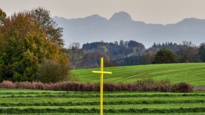 Bahnausbau: Gelbe Kreuze markieren im südlichen Landkreis den möglichen Verlauf der Trasse Limone des Brenner-Zulaufs.