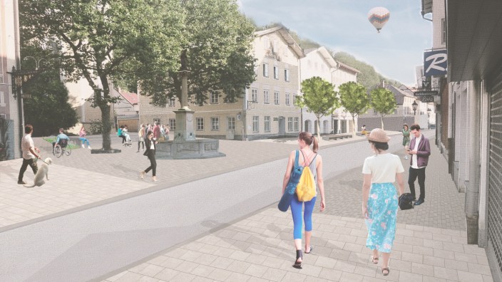 Bürgerbeteiligung: So soll die neue Marktstraße nach Versetzung des Marienbrunnes aussehen.