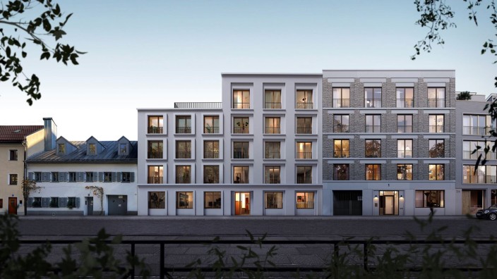 Wohnungsbau in München: Der Entwurf für den Neubau an der Hochstraße zwischen dem flachen denkmalgeschützten Herbergshäuschen und einem neuen Fünfgeschosser fällt vor der Stadtgestaltungskommission durch.