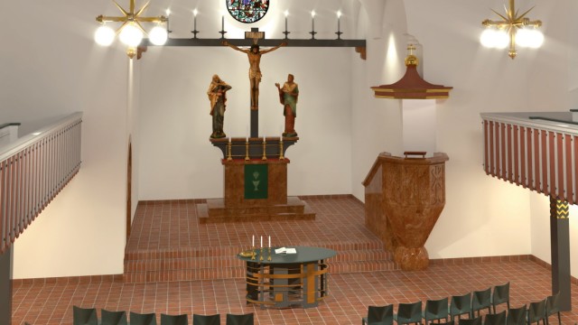 Fürstenfeldbruck: Einfach und klar gestaltet: So soll der Innenraum der Erlöserkirche nach der Generalsanierung aussehen.