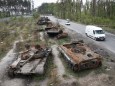Krieg in der Ukraine: Zerstörte Panzer bei Kiew