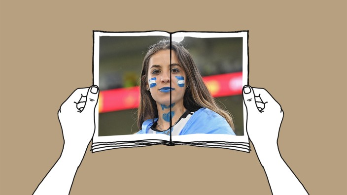 Der kleine WM-Botschafter (Teil 12): Immer cool bleiben, wenn die Kamera dich erfasst. Wie diese argentinische Anhängerin.