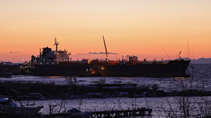 The NS POWER tanker is moored at a petroleum depot in the port of Vladivostok
