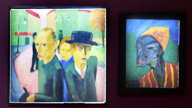 Biografische Ausstellung: Und Werke aus seiner Sammlung, etwa Max Kaus' "Menschen an der Straße" (links) und Emil Noldes "Araber".