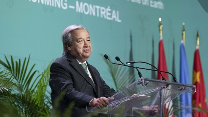 UN-Generalsekretär Antonio Guterres eröffnet die Weltnaturkonferenz 2022 in Montréal