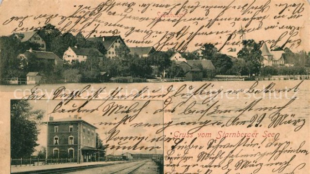 Historie: Eng beschrieben ist diese historische Postkarte aus dem Jahr 1902. Neben einer Ortsansicht ist darauf auch der Bahnhof des Dorfes zu sehen.