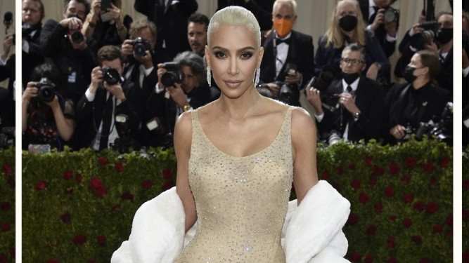 Medizin: Hat sie oder hat sie nicht? Kim Kardashian bei der berühmten Met-Gala in New York im Mai - im historischen Kleid von Marilyn Monroe. Mehrere Kilo habe sie innerhalb kürzester Zeit abgenommen, um in das Kleid zu passen, hieß es. Vielleicht mit der Wunderspritze?