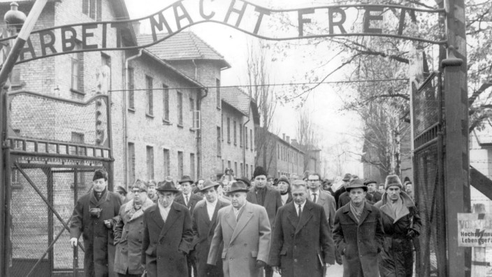 Das Politische Buch: Ortstermin mitten im Kalten Krieg: Der polnische Sonderbeauftragte Jan Sehn (dritter von links) führt eine Delegation des Frankfurter Auschwitzprozesses durch die Gedenkstätte Auschwitz.