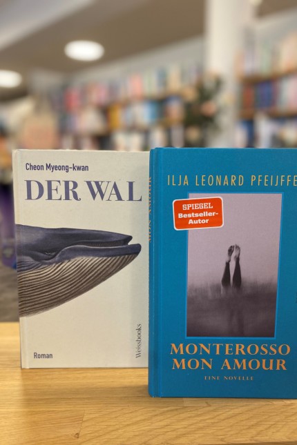 Lesenswert: "Der Wal" von Cheon Myeong-kwan, 28 Euro, und "Monterosso mon Amour" von Ilja Leonard Pdeijffer, 20 Euro.