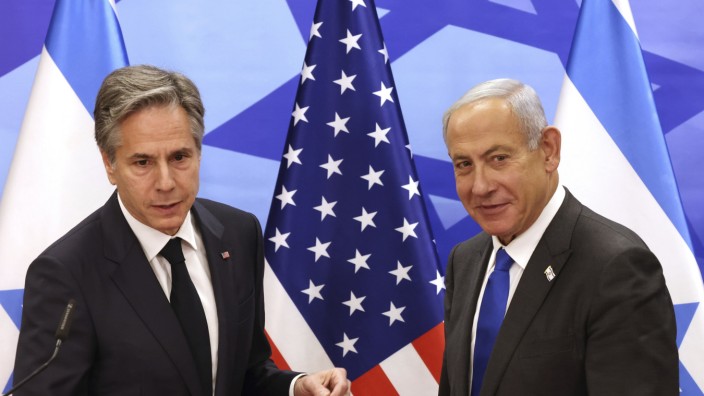 USA und Israel: Der amerikanische Außenminister Antony Blinken (l.) und Israels Premierminister Benjamin Netanyahu am Montag in Jerusalem.