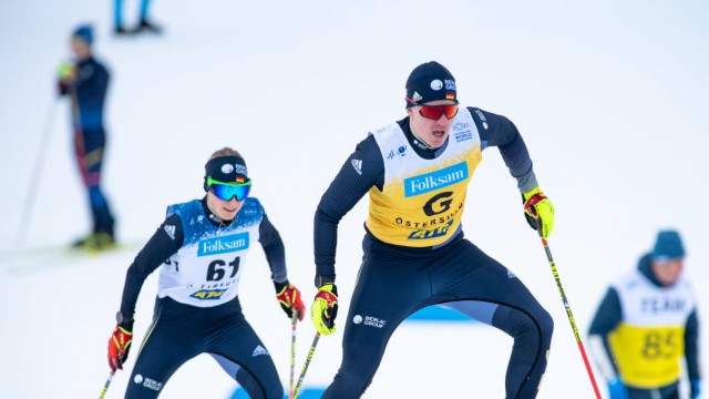 Wintersport: Im Windschatten: Linn Kazmaier (links) und Guide Florian Baumann.