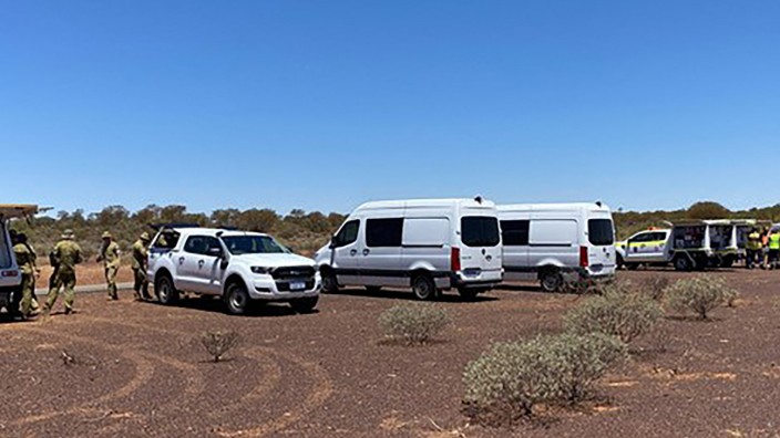Radioaktive Kapsel in Australien: Fahrzeuge in der Nähe des Fundortes der Kapsel.