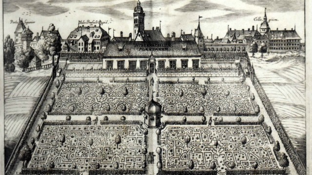Ausstellung in Altomünster: Kupferstich mit dem Medizinalgarten der damaligen Universität Altdorf aus Moritz Hoffmanns Werk "Florae Altdorffinae" von 1660.