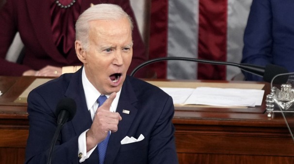 "State of the Union"-Rede: Schlagfertig und kaum Versprecher: Joe Biden wirkte kämpferisch bei seiner Rede vor dem US-Kongress in Washington.