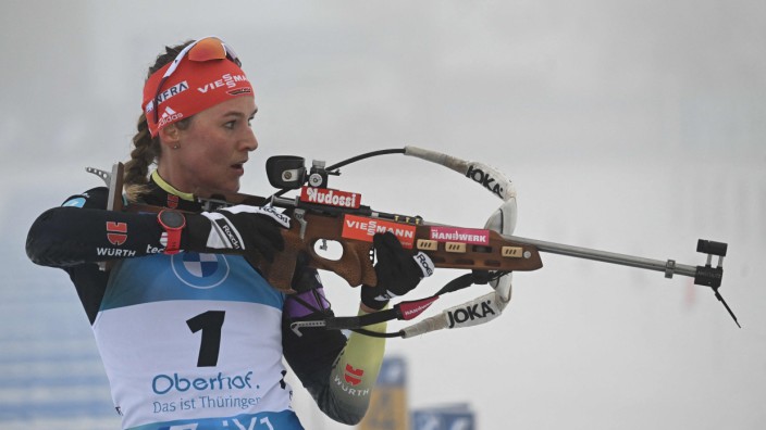 Biathlon: Ausgerechnet im letzten Schießen leistete sie sich noch einmal zwei Fehler: Denise Herrmann-Wick.