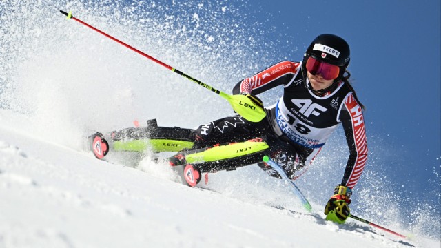 Alpine Ski-WM: Laurence St-Germain auf dem Weg zum WM-Titel - ihrem ersten Podestbesuch im Slalom überhaupt.