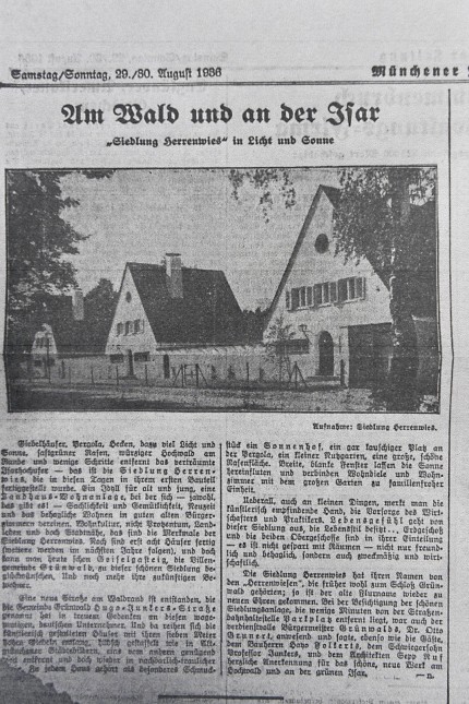 Grünwald: Die Münchner Neuesten Nachrichten berichteten 1936 über die Eröffnung der Siedlung.