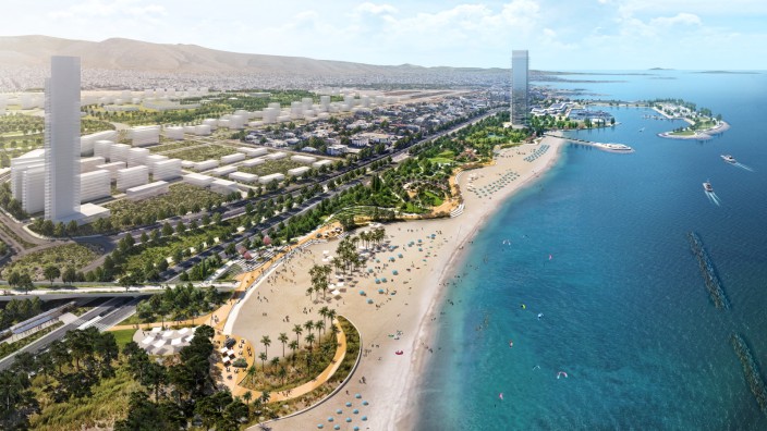 Gigantisches Bauprojekt: So soll es hier mal aussehen: Auf 6,2 Quadratkilometern entsteht an der Küste Athens eine "Stadt in der Stadt".