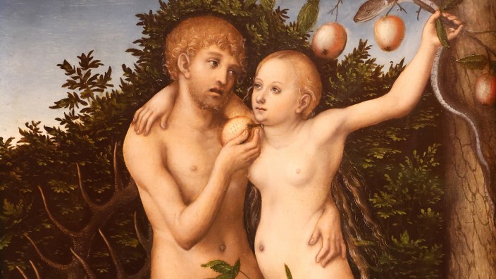 Diözesanmuseum in Freising: Noch frei und schamlos: "Adam und Eva (der Sündenfall)" von Lucas Cranach (1472 bis 1553).