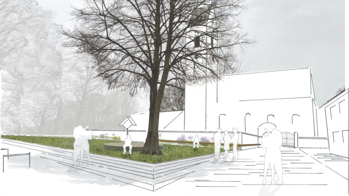 Kirchenumfeld in Kranzberg: Viele Sitzmöglichkeiten und eine Stärkung des Platzcharakters: Der Entwurf des Landshuter Planungsbüros "Raum + Zeit" für den Kirchenvorplatz in Kranzberg hat die Jury überzeugt.