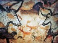 France: Upper Paleolithic cave painting of animals from the Lascaux Cave complex, Dordogne, France, estimated to be c. 17,300 years old (Pictures From History)