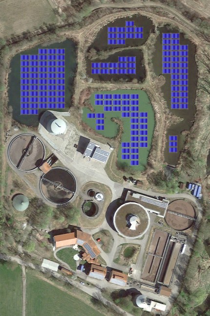 Erneuerbare Energien: Auf den fünf Schönungsteichen der Echinger Kläranlage soll eine Fläche von nahezu 11 000 Quadratmetern mit Photovoltaik-Blöcken bebaut werden.