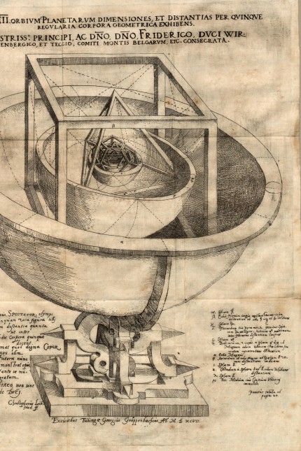 Ausstellung: Johannes Keplers Skizze zu seinem Weltenmodell, auch "kosmische Becher" genannt.