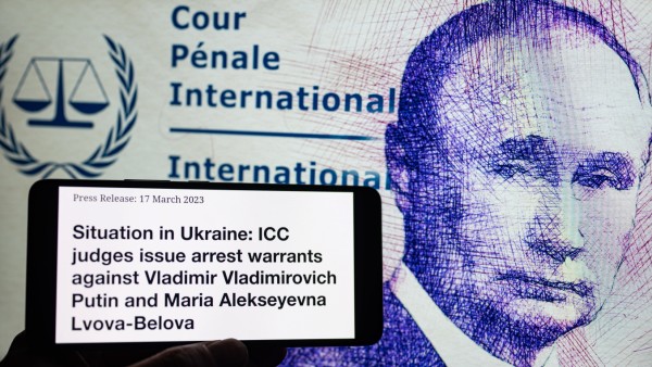 Vladimir Putin - International Criminal Court Illustration Vladimir Putin arrest warrant seen in press release from the