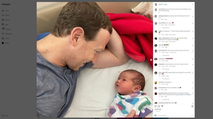 Leute: Mark Zuckerberg begrüßt seine dritte Tochter.