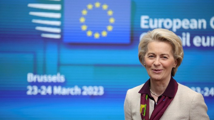 Europa: So leicht gibt die Gemeinschaft nicht nach: Ursula von der Leyen, Präsidentin der Europäischen Kommission, auf dem Gipfel in Brüssel am 24. März 2023.