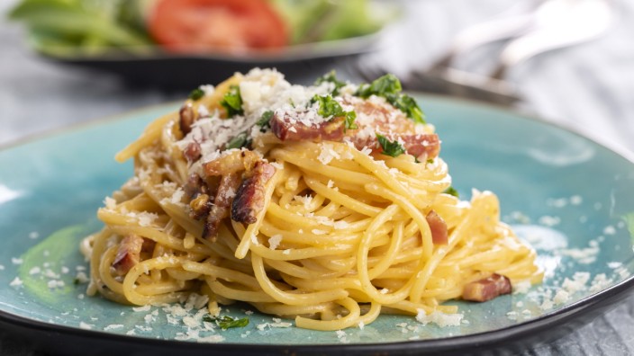 Pasta: Nur echt mit Bacon, Ei und Pfeffer: Spaghetti Carbonara, eines der beliebtesten italienischen Gerichte, wurde wohl in den USA kreiert.