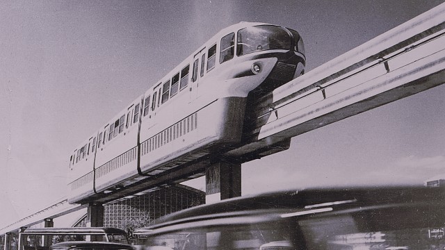 Ausstellung "Futurails": Ein Monorail-Zug, in Betrieb genommen 1961 - in der Autostadt Turin.