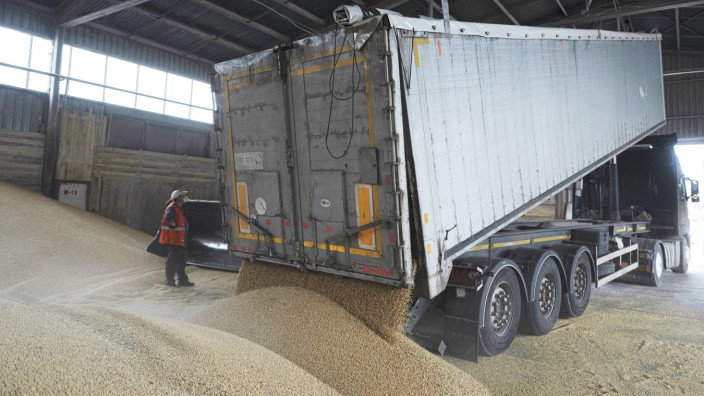 EU und Ukraine: Getreide wird in Ismajil im Südwesten der Ukraine abgeladen. Viele osteuropäische Ländern fürchten, dass die ukrainischen Exporte ihnen die Preise verderben.