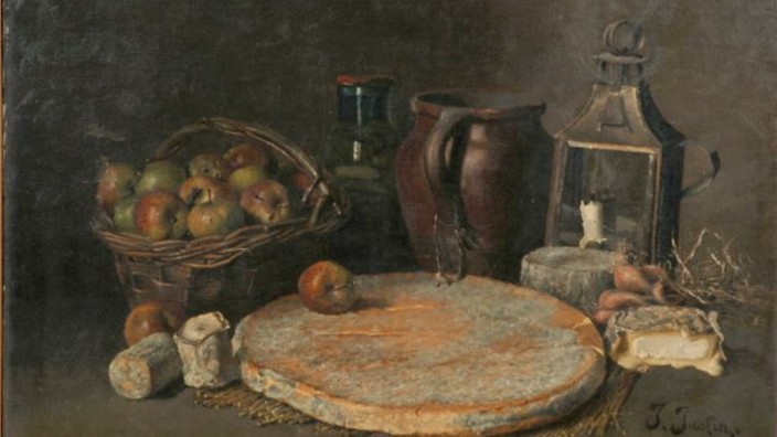 Historie: "Symphonie der Käsesorten in Brie-Dur": Das Gemälde des Künstlers Marie Jules Justin feiert ein Nationalheiligtum.