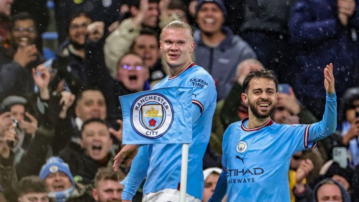Manchester City in der Champions League: Zwei Protagonisten eines rauschhaften Fußballabends: Erling Haaland und Bernardo Silva.