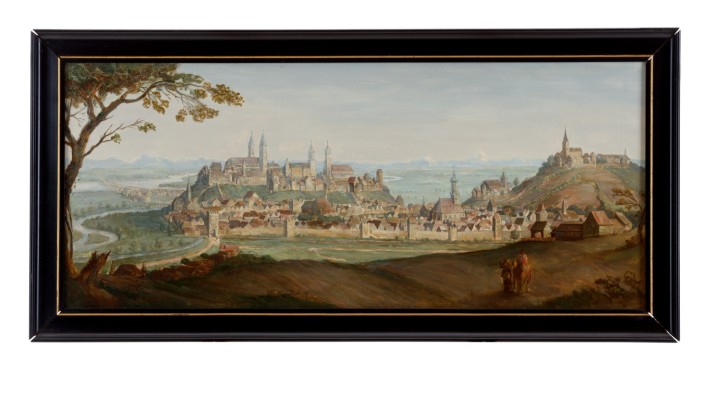 Einblicke ins Stadtmuseum: Der Freisinger Maler Max Schneidt hat eine Ansicht von Freising nach dem Vorbild eines Kupferstiches von Matthäus Merian geschaffen.