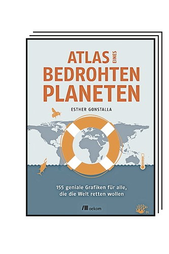 Das Politische Buch: Esther Gonstalla:Atlas eines bedrohten Planeten. 155 geniale Grafiken für alle, die die Welt retten wollen. oekom-Verlag, München 2023. 224 Seiten, 29 Euro. E-Book: 22,99 Euro.