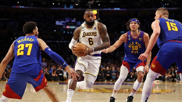 Denver Nuggets in the NBA Finals Series: Even Lakers title catcher LeBron James (No. 6) rarely managed to get the better of Denver's core players in the NBA semifinals - from left: Jamal Murray (No. 27), Aaron Gordon (50 ) and Nikola Jokic.  The latter led the Nuggets to an unexpectedly clear 4-0 triumph.