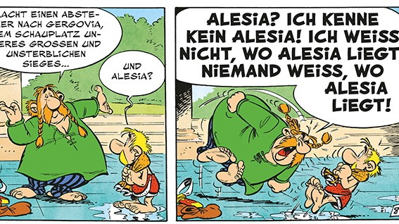 Asterix-Übersetzerin: Szene aus dem Band "Asterix und der Arvernerschild", im deutschsprachigen Raum bei Egmont Ehapa Media erschienen.