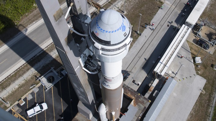 Raumfahrt: Die Starliner-Kapsel von Boeing auf einer Atlas-V-Rakete der United Launch Alliance. Sie sollte eigentlich im Juli von Cape Canaveral/Florida aus erstmals Astronauten zur Raumstation ISS bringen.
