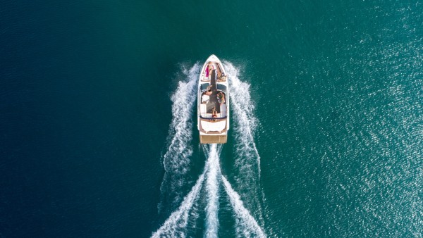 Creative Highlights Symbolfotos An aerial view of a group of friends power boating on Lake Tahoe, CA United States, Cali