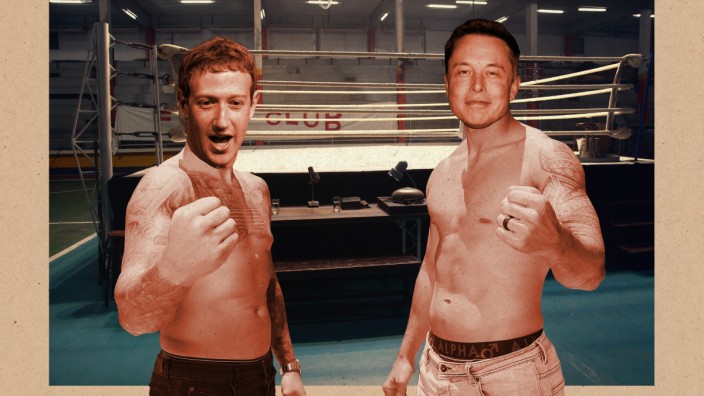 Soziale Netzwerke: Mark Zuckerberg (li.) und Elon Musk sind zumindest verbal schon mal in den Ring gestiegen.