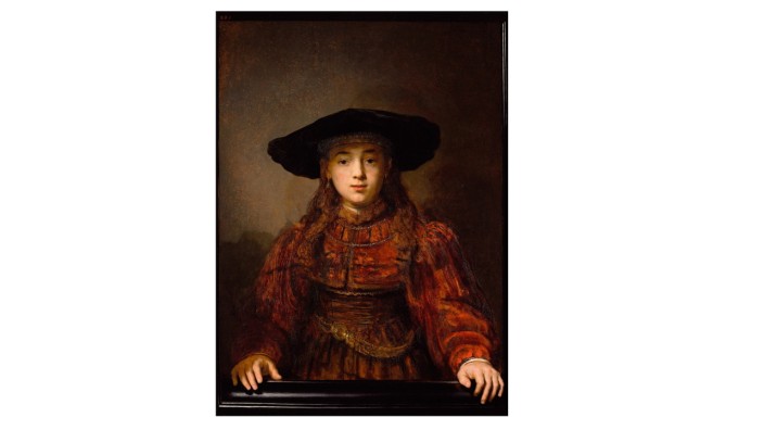 Wolfgang Kemps Essay "Die ehrbaren Täuscher": Rembrandts "Das Mädchen im Bilderrahmen" scheint aus dem Rahmen herausgreifen zu wollen.